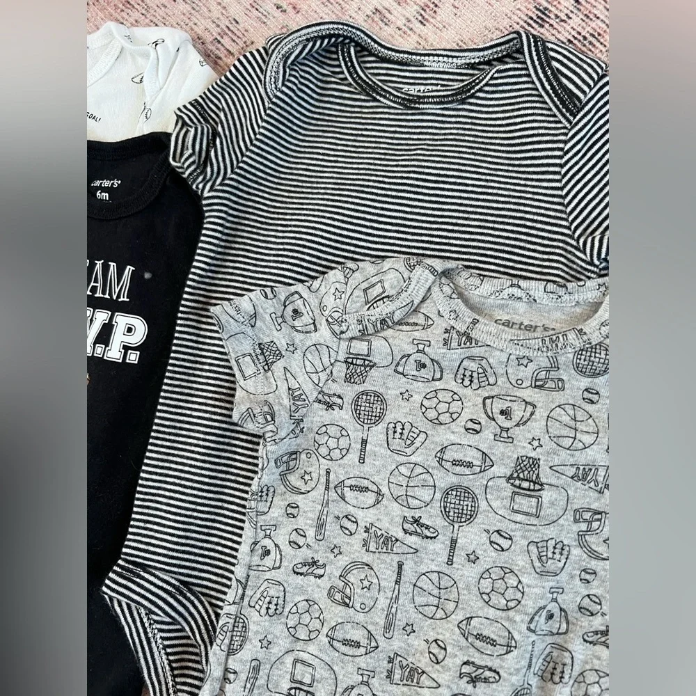 Carter's Kids Bodysuits - Black, White, Gray